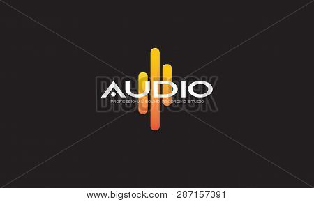 Audio Dance Dj Music Logo, Concept Sound Graphic Equilizer, Recording Studio Emblem Logo. Dark Black