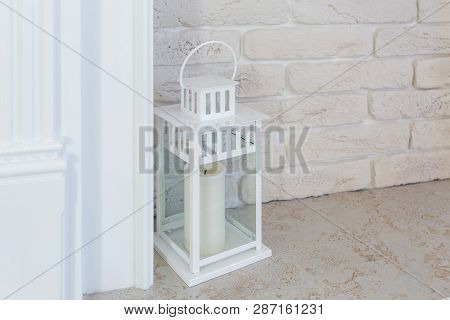 White Decorative Wooden Latern Lights In Expensive Interior