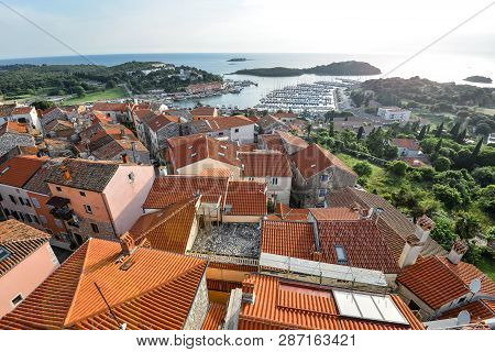 Vrsar, Croatia - May 22, 2018: View On Old Red Roofs Of Small Croatian Town Vrsar, Croatia