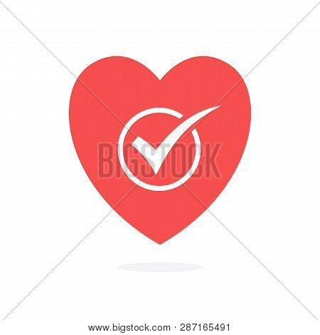 Check Mark In Heart, Vector Illustration Isolated