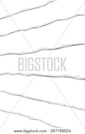 Elongated Layers Of Torn White Paper Fragments Placed One Over Another