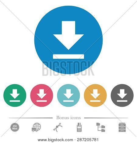 Download Flat White Icons On Round Color Backgrounds. 6 Bonus Icons Included.