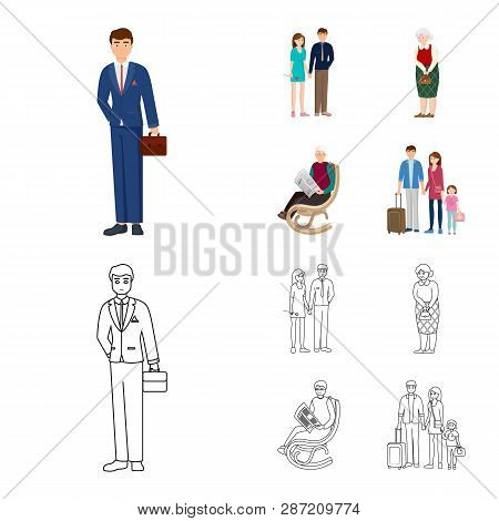 Vector Illustration Of Character And Avatar  Sign. Set Of Character And Portrait Stock Vector Illust