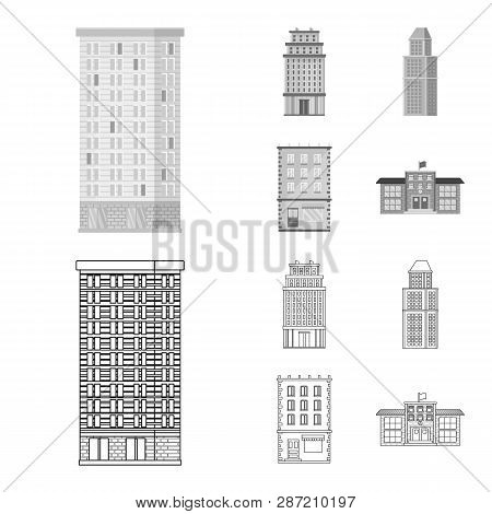Vector Design Of Municipal And Center Icon. Set Of Municipal And Estate   Vector Icon For Stock.