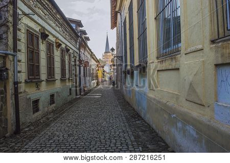 Kosice, Slovakia - February 14, 2019: Back Street In Old Town Of Kosice, Slovakia