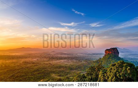 Sunrise View To Sigiriya Rock - Lion Rock - From Pidurangala Rock In Sri Lanka
