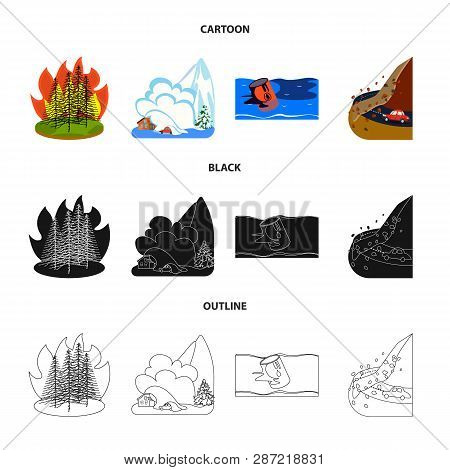 Isolated Object Of Weather And Distress Sign. Set Of Weather And Crash Vector Icon For Stock.