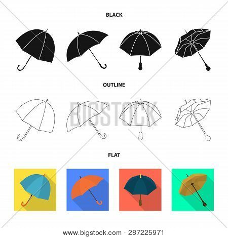 Vector Design Of Protection And Closed Symbol. Collection Of Protection And Rainy Stock Symbol For W