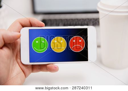 Customer Experience Concept Online, Best Excellent Services Rating For Satisfaction Present By Hand 