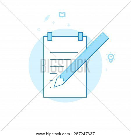 Notepad With Pencil Flat Vector Icon. Writing, Authors Or Education Related Illustration. Light Flat
