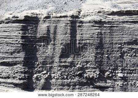 Vulcanic Black Sand Stratification Close Up View, Background Photo