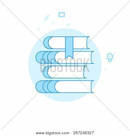 Stack Of Books, Library Flat Vector Icon. Writing, Authors, Education Related Illustration. Light Fl