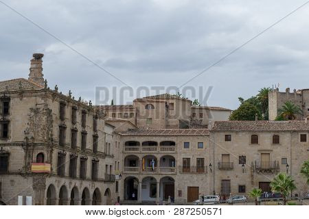 The Plaza Mayor In Trujillo With The Court House