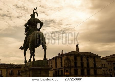 Equestrian Statue Of Pizarro In Trujillo (spain)