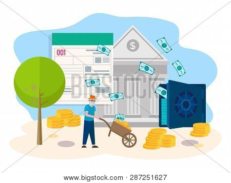 Pensioner Receives A Consumer Loan From A Bank. The Concept Of Wealth In Obtaining Credit, Dividends