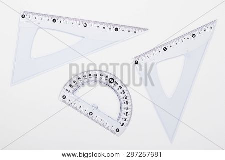 ruler metric set at white background, top view