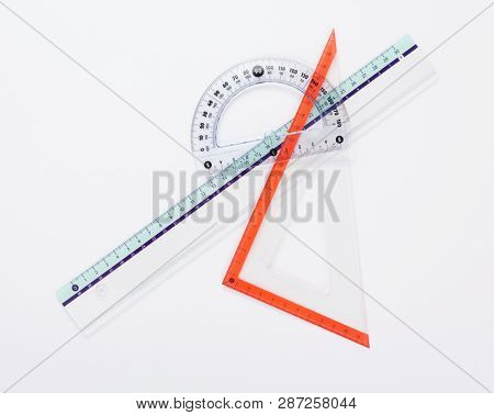 ruler metric at white background, top view