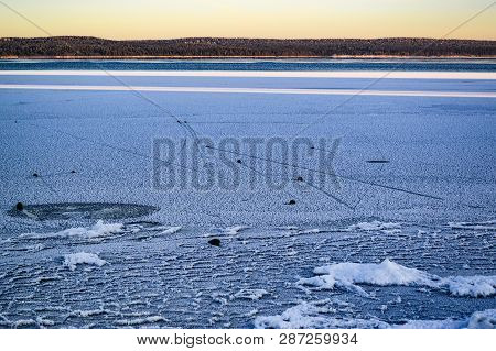 Sailing Stones On Onego Lake. Weather Phenomenon