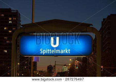 Berlin, Germany - December 18, 2017: Spittelmarkt Station In Berlin Subway Located Near To The Spree