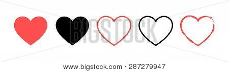 Like And Heart Icon. Live Stream Video, Chat, Likes. Social Nets Like Red Heart Web Buttons Isolated