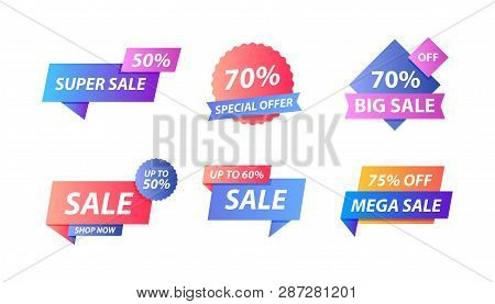 Sale Tags Collection. Special Offer, Big Sale, Discount, Best Price, Mega Sale Banner Set. Shop Or O