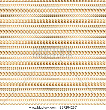 Seamless Pattern Of Gold Chain Lines On White Background. Vector Illustration. Can Use As Background