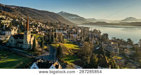 Aerial view of Zug, Switzerland