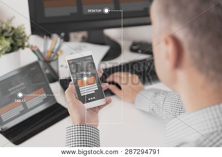 Web Designer, Programmer Working With Template