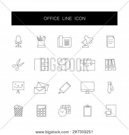 Line Icons Set. Office Pack. Vector Illustration