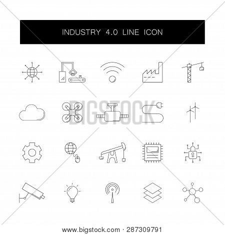 Line Icons Set. Industry 4.0 Pack. Vector Illustration