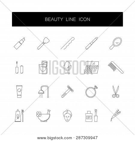 Line Icons Set. Beauty Pack. Vector Illustration