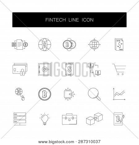 Line Icons Set. Fintech Pack. Vector Illustration