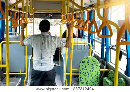 Young Businessman Passenger Use Time In The Bus