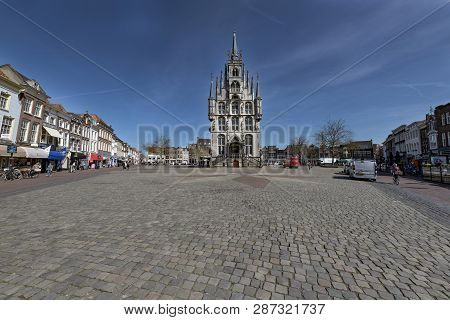 Netherlands; Gouda, 2017, City Center, Showing Its Famous 15th Century Town Hall, The Place Where Go