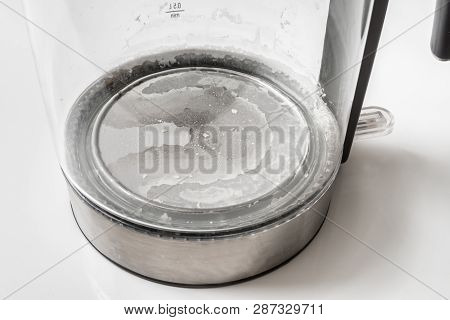Limescale At The Bottom Of Kettle - Hard Water And Calcium Concept