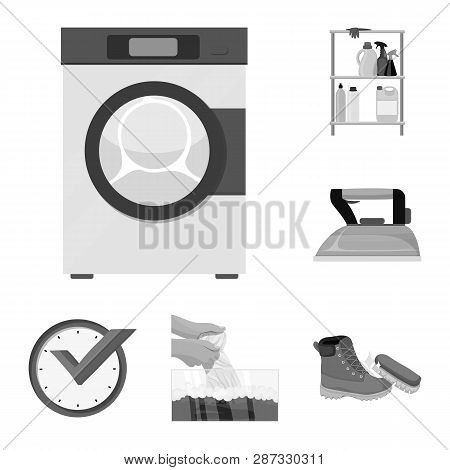 Vector Illustration Of Laundry And Clean Symbol. Set Of Laundry And Clothes Vector Icon For Stock.