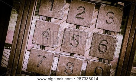 Tris Game With Arabic Numbers, Game For Children In Outdoor Area