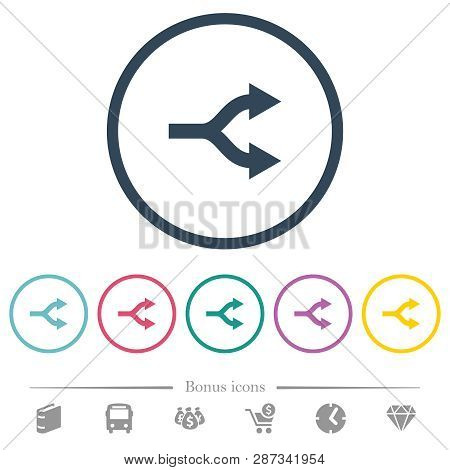 Split Arrows Flat Color Icons In Round Outlines. 6 Bonus Icons Included.