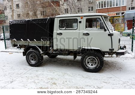 Tyumen, Russia - December 17, 2018: The Uaz-452 Is A Family Of Off-road Vans Produced At The Ulyanov