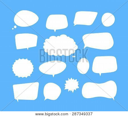 White Speech Bubbles. Thinking Balloon Talks Bubbling Chat Comment Cloud Comic Retro Shouting Voice 