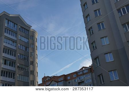 Modern Condominium Building Real Etate In City With Blue Sky