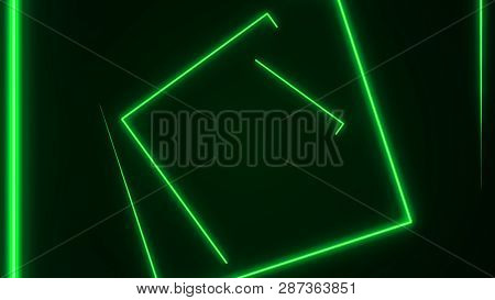 Futuristic Hud Rectangle Tunnel Vj Background. 4k Neon Motion Graphics For Led