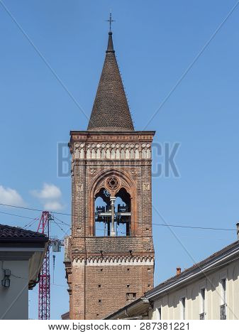 Monza, Lombardy, Italy: Cityscape With Belfry Of Santa Maria In Strada, Medieval Church