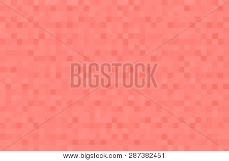 Abstract Coral Gradient Background. Texture With Pixel Square Blocks. Mosaic Pattern