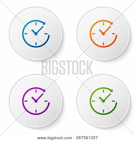 Color Clock With Arrow Icon Isolated On White Background. Time Symbol. Clockwise Rotation Icon Arrow