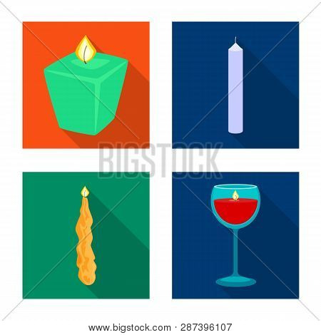 Vector Illustration Of Candlelight And Decoration    Icon. Collection Of Candlelight And Flame Vecto