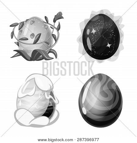Vector Illustration Of Monster  And Fantasy Logo. Set Of Monster  And Big Stock Vector Illustration.