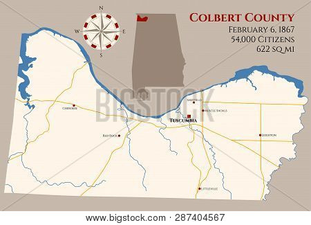 Large And Detailed Map Of Colbert County In Alabama, Usa