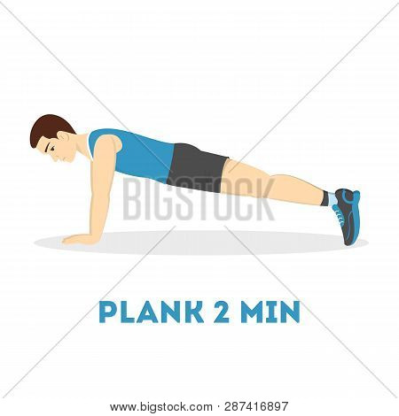 Man Doing Plank In The Gym. Belly Burn