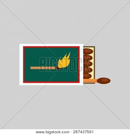 Box Of Matches. Fire, Matchbox, Matchstick, Campfire. Camping Concept. Vector Illustration Can Be Us
